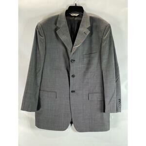 PRONTO UOMO Men's Charcoal Printed Wool Three-Button Notch Lapel Blazer SZ 44R